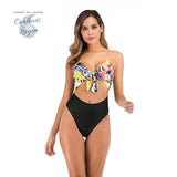 Ensemble Mono-Bikini Triangle Floral BRESILIEN - Couleurs Lagon