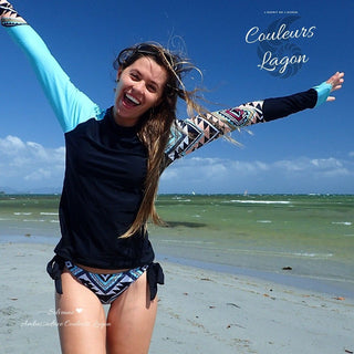 Ensemble Rashguard UV Manche Longue NOVA - Couleurs Lagon - avant