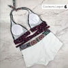 Ensemble Tankini Patchwork Bikini Blanc - Couleurs Lagon