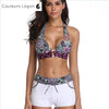 Ensemble Tankini Patchwork Bikini Blanc - Couleurs Lagon