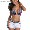 Ensemble Tankini Patchwork Bikini Blanc - Couleurs Lagon