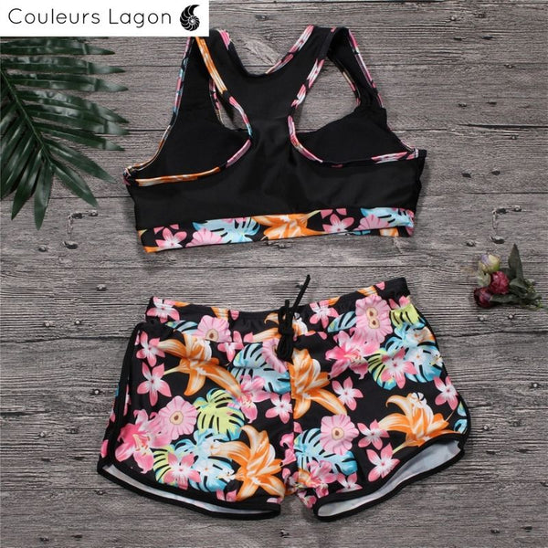 dos à plat - Ensemble Tankini Shorty Surf PINKLADY - Couleurs Lagon