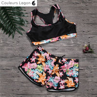 avant à plat - Ensemble Tankini Shorty Surf PINKLADY - Couleurs Lagon