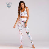Ensemble Yoga Sport Top Leggings FLORAL BLANC - Couleurs Lagon - avant