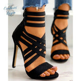 pied droit - Escarpins sexy à talons hauts et bandes élastiques croisées ROMA - Couleurs Lagon