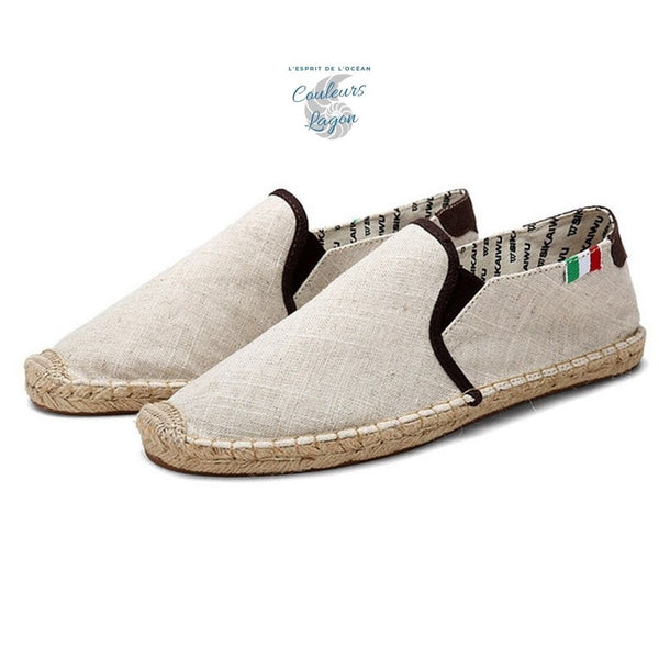 Espadrilles en toile et paille pour hommes - Couleurs Lagon
