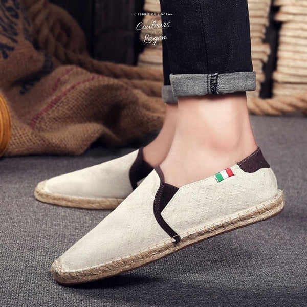 Espadrilles en toile et paille pour hommes - Couleurs Lagon