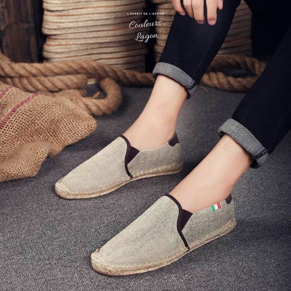 Espadrilles en toile et paille pour hommes - Couleurs Lagon