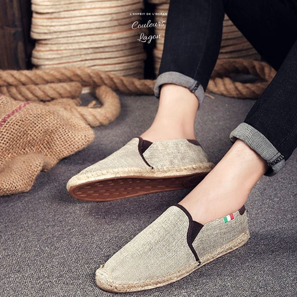 Espadrilles en toile et paille pour hommes - Couleurs Lagon