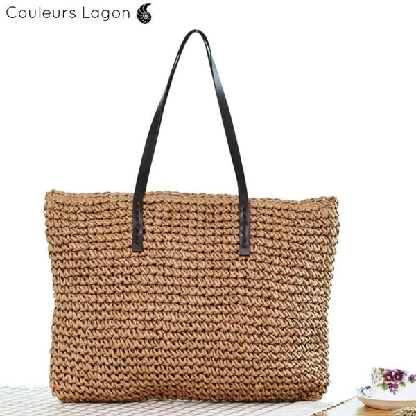 Grand Sac Rotin Bandoulière NATURE - Couleurs Lagon