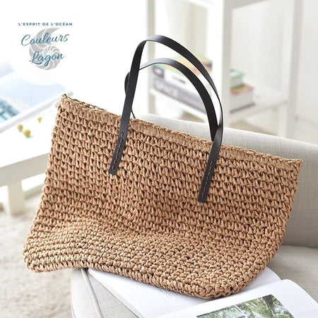 Grand Sac Rotin Bandoulière NATURE - Couleurs Lagon