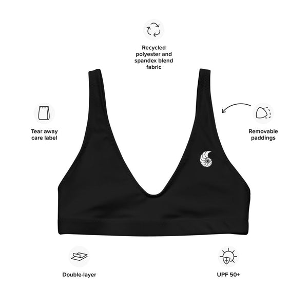 Haut de maillot de bain éco-responsable rembourré Couleurs Lagon BLACK - Couleurs Lagon