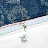 Housse de couette 3 pièces BLEU COBALT Poissons Gorgones - Couleurs Lagon