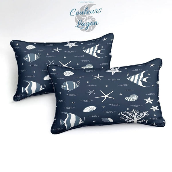 Housse de couette 3 pièces BLEU NUIT Etoile de Mer - Couleurs Lagon