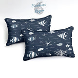 Housse de couette 3 pièces BLEU NUIT Etoile de Mer - Couleurs Lagon