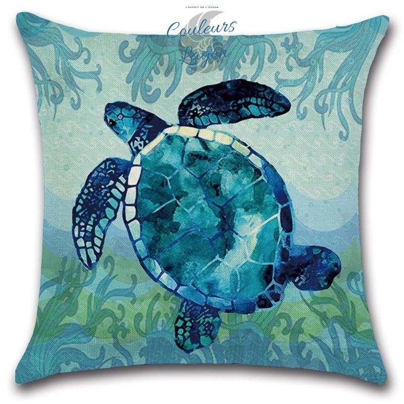 Housse de Coussin Tortue carré 45cm 18 – COULEURS LAGON