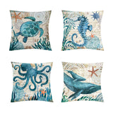 Housse de coussin Vie et Carte Marine 45cm 18" - Couleurs Lagon