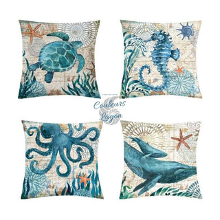 Housse de coussin Vie et Carte Marine 45cm 18