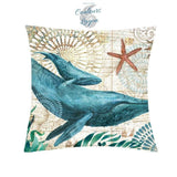 Housse de coussin Vie et Carte Marine 45cm 18" - Couleurs Lagon