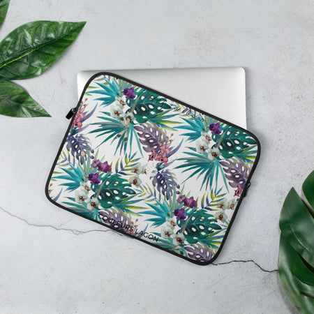 Housse Pour Ordinateur Portable Floral Vert Foncé - Couleurs Lagon