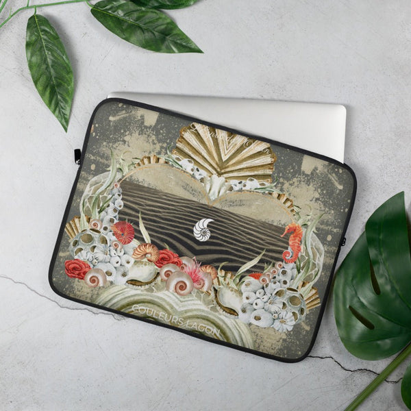 Housse Pour Ordinateur Portable Sable et Coquillages - Couleurs Lagon