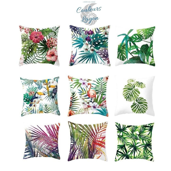 Housses de coussin FLORAL COULEURS LAGON carré 45cm 18" - Couleurs Lagon