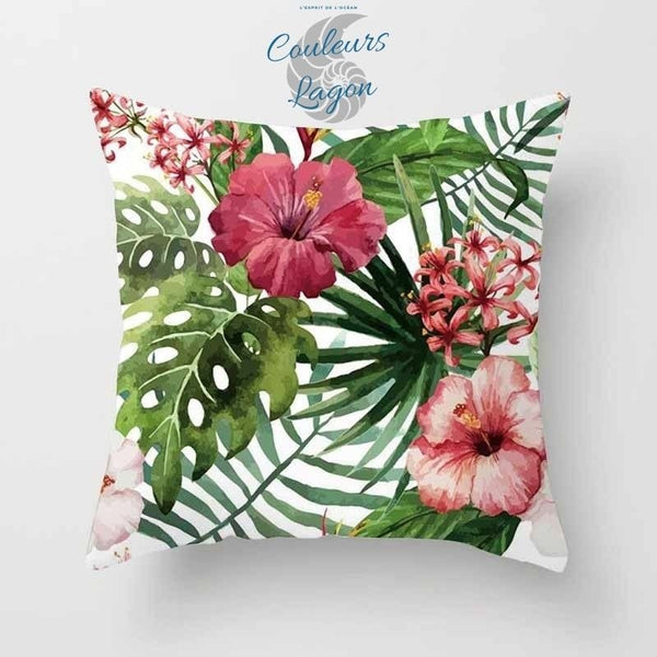 Housses de coussin FLORAL COULEURS LAGON carré 45cm 18" - Couleurs Lagon