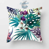 Housses de coussin FLORAL COULEURS LAGON carré 45cm 18" - Couleurs Lagon