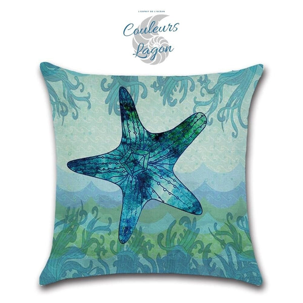 Housses de coussin Vie Marine Bleu carré 45cm 18" - Couleurs Lagon