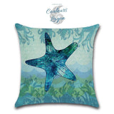 Housses de coussin Vie Marine Bleu carré 45cm 18" - Couleurs Lagon