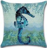 Housses de coussin Vie Marine Bleu carré 45cm 18" - Couleurs Lagon