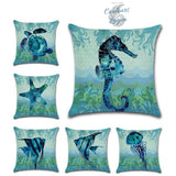 Housses de coussin Vie Marine Bleu carré 45cm 18" - Couleurs Lagon