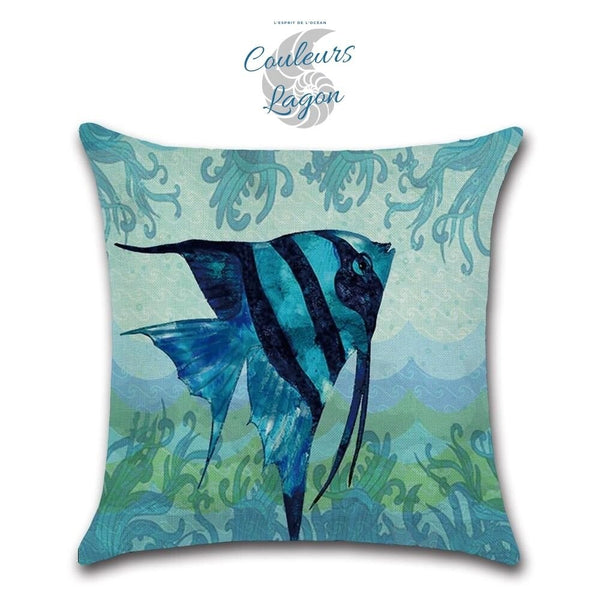 Housses de coussin Vie Marine Bleu carré 45cm 18" - Couleurs Lagon