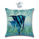 Housses de coussin Vie Marine Bleu carré 45cm 18" - Couleurs Lagon