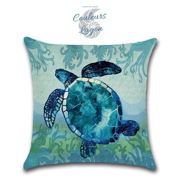 Housses de coussin Vie Marine Bleu carré 45cm 18