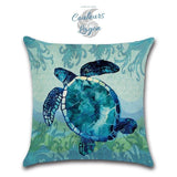 Housses de coussin Vie Marine Bleu carré 45cm 18" - Couleurs Lagon