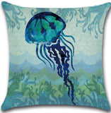 Housses de coussin Vie Marine Bleu carré 45cm 18" - Couleurs Lagon