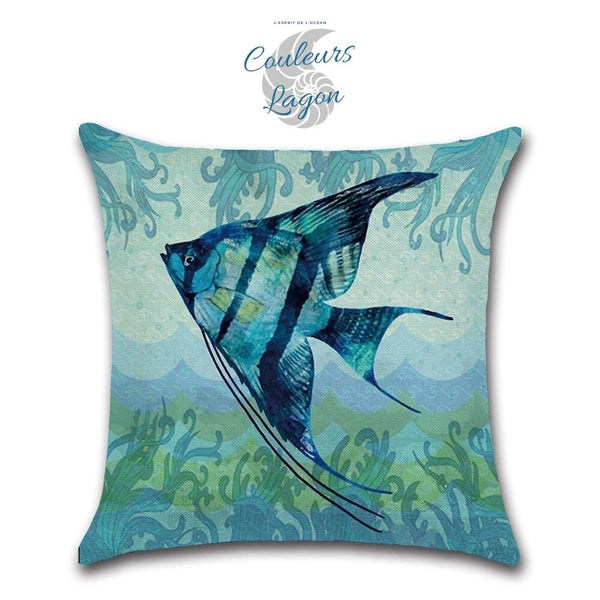 Housses de coussin Vie Marine Bleu carré 45cm 18" - Couleurs Lagon