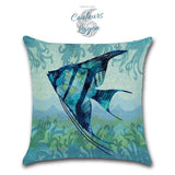 Housses de coussin Vie Marine Bleu carré 45cm 18" - Couleurs Lagon