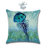 Housses de coussin Vie Marine Bleu carré 45cm 18" - Couleurs Lagon