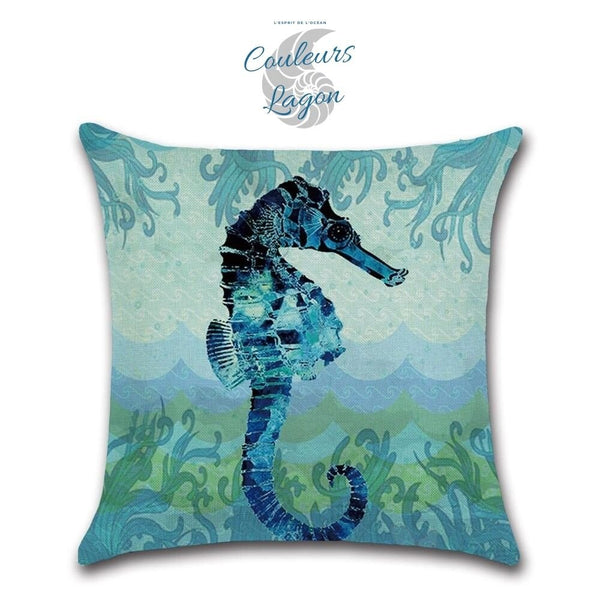 Housses de coussin Vie Marine Bleu carré 45cm 18" - Couleurs Lagon