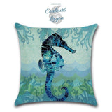 Housses de coussin Vie Marine Bleu carré 45cm 18" - Couleurs Lagon