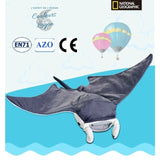 Jouet Peluche Raie Manta National Geographic 26x47cm - Couleurs Lagon - certif EN71 AZO CE