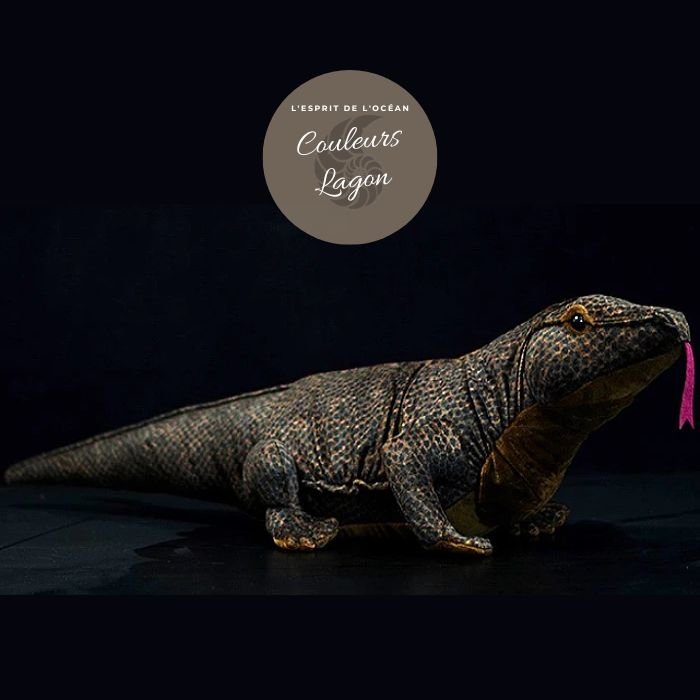 Jouet Peluche Réaliste Dragon de Komodo 75cm - Couleurs Lagon