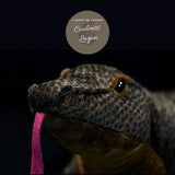 Jouet Peluche Réaliste Dragon de Komodo 75cm - Couleurs Lagon - gros plan tete avant gauche