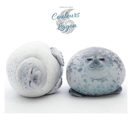 Jouet Peluche Réaliste Grands Phoques 30-80cm - Couleurs Lagon - blanc gris