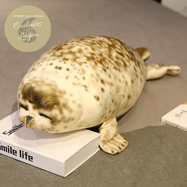 Jouet Peluche Réaliste Lion de Mer en coton 35-85cm - Couleurs Lagon - détail museau impression tissu hte qté