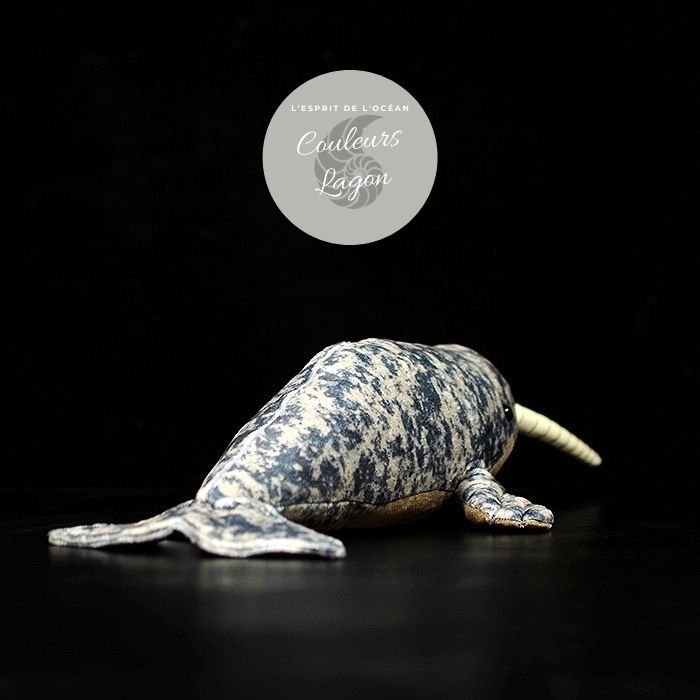 Jouet Peluche Réaliste Narwhal Baleine Licorne 41cm 16in - Couleurs Lagon
