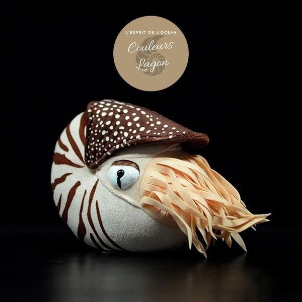 Jouet Peluche Réaliste Nautile 20cm - Couleurs Lagon - avant droit
