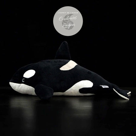 Jouet Peluche Réaliste Orque Epaulard 40cm 16in - Couleurs Lagon - profil gauche